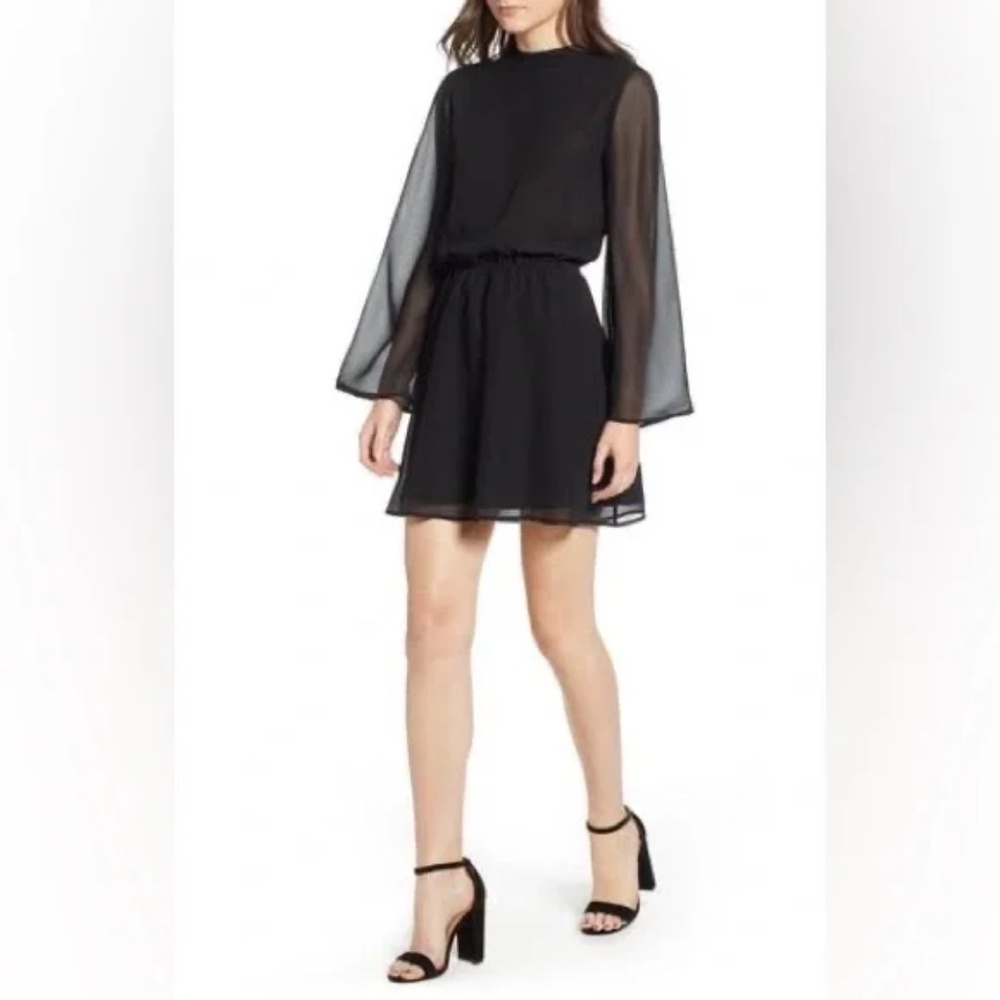 Cupcakes and Cashmere Zurie Bell Sleeve Black Dress